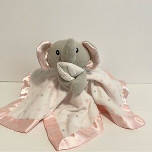SL Home Elephant Lovey Pink White Stars Satin Baby Girl Toy Soft Cuddle